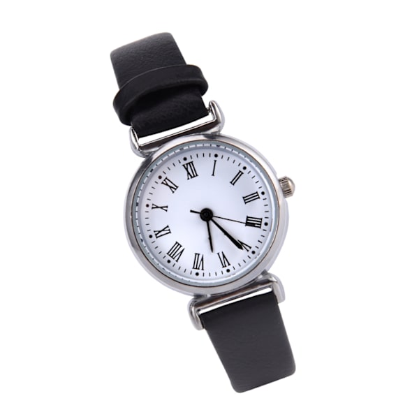 Exklusiv Liten Enkel Mode Kvinna Klocka Retro Läder Mini Armbandsur (Svart)