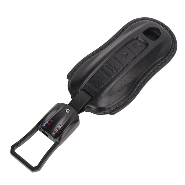 【BEMS】Bilnøgleetui i koskind Nøglering Shell Protector Erstatning Kompatibel med Cayenne Coupe 911 Panamera Taycan