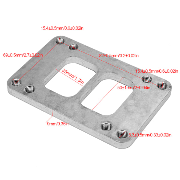 Rustfrit stål turbo manifold flange adapter T6 til T4 delt udstødning 8 huller