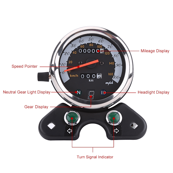 Universal Motorcykel Dubbelhastighetsmätare Hastighetsmätare Växel Digital Display