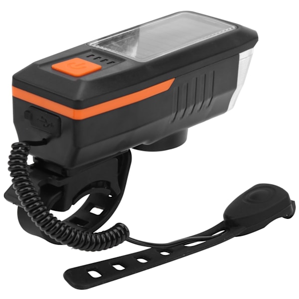Sykkellys med solenergi, nattlys, USB-ladbart, for utendørs sykling (oransje)