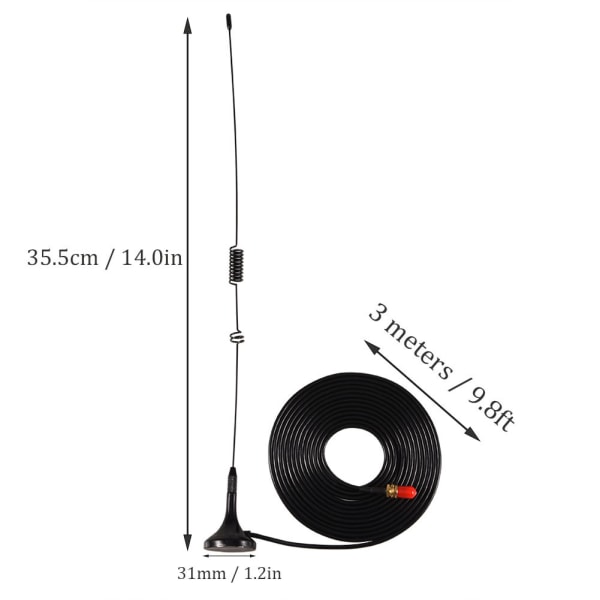 UT-106UV SMA Dual Band bilantenne for kvinner med magnetbase for walkie talkie toveis radio++