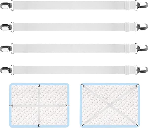 Justerbar lagenstrammer (70 cm til 230 cm) (Hvid, 4 sæt)