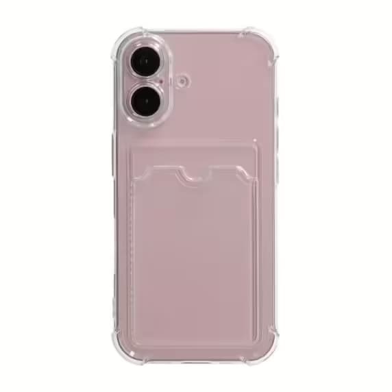 【BEMS】Kompatibel med iPhone 16 Mobilskal Støtsikkert med Kortholder - Transparent