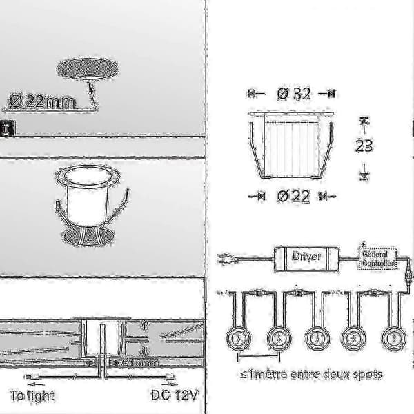 Vattentät IP67 Infälld spotlight-kit för utomhusbruk för träterrass, 16-pack LED-spotlights[BEMS]