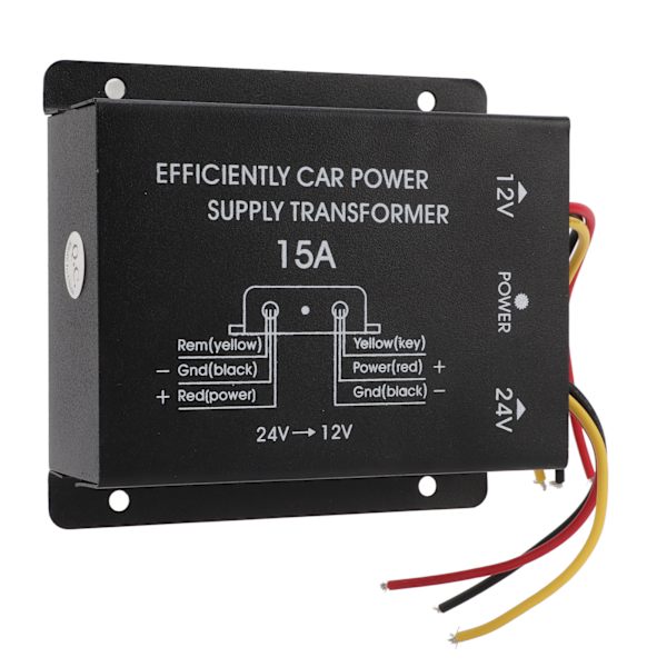 24V till 12V Buck Regulator 15A bilströmförsörjningsomvandlare 180W spänningsreducerare för lastbilar