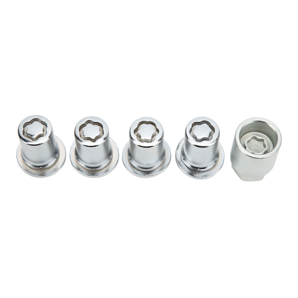 5 st/set Nickel krom hjullåssats Däck Stöldskyddsdesign Fordonsdelar 00276-00901