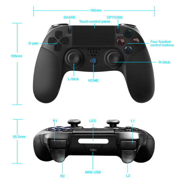 BE-kompatibel med PS3/PS4-konsol, seksakset bevægelsesberøringsgreb - farverig pakke