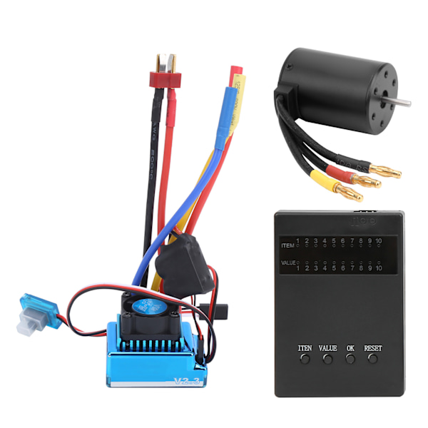 3650 2300KV Børsteløs Motor 45A Børsteløs ESC Programmeringskort for 1:10 RC Bilmodell