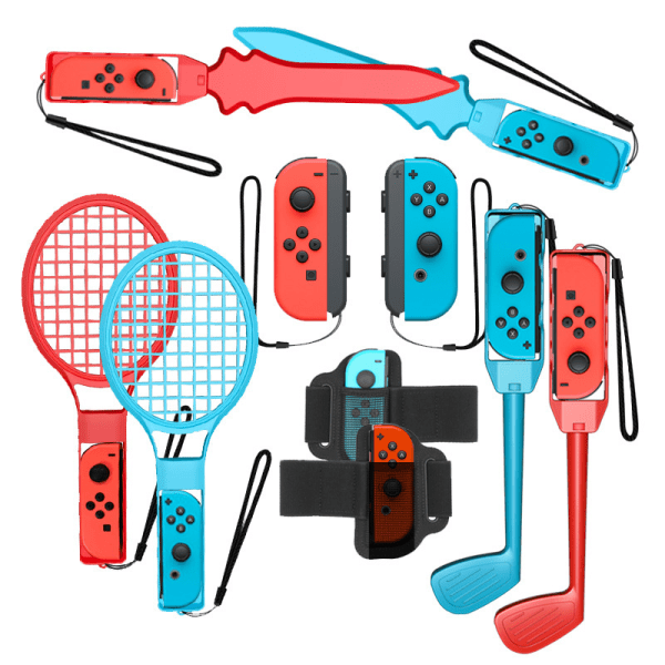 Switch Sports Accessories Set 2023 för Nintendo Switch Sportspel 10-i-1: Golfklubbor, tennisracketar, svärdsgrepp, handledsremmar och benremmar 10 piece set