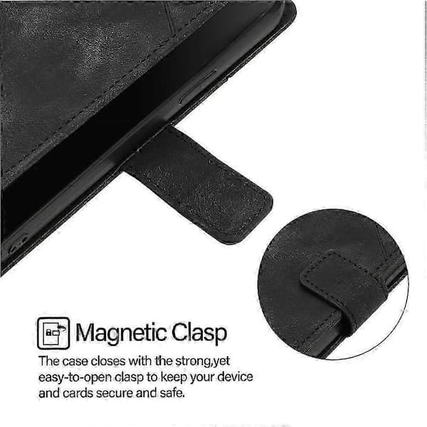 Samsung Galaxy S25 FE Plånboksfodral med magnetisk stängning, PU-läder, 3 kortfack, stativ, stötsäker black