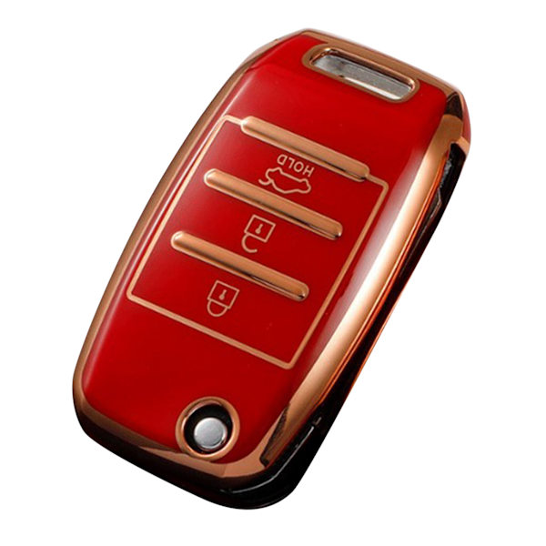 Nøglefob Cover TPU Præcis Pasform Smart Nøglebeskytter Holder Udskiftning til Kia K2 K3 K4 KXCROSS KX7 Rød