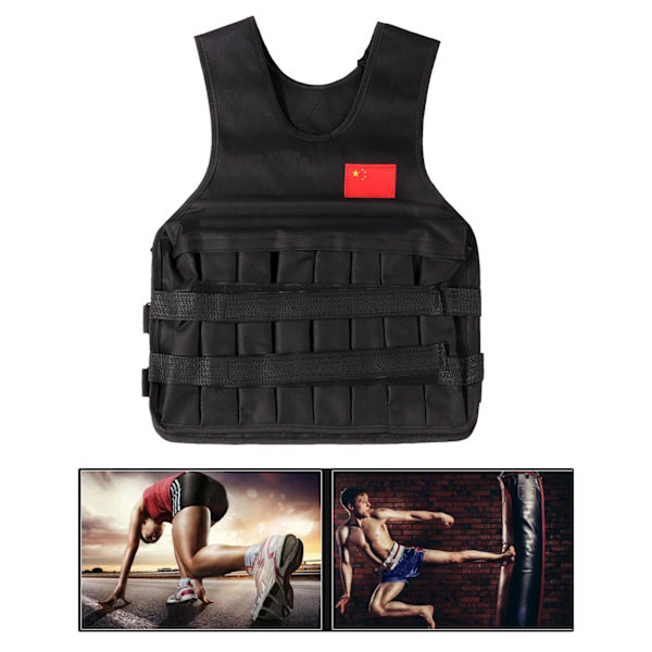 Justerbar Vektet Vest for Sports Trening - 20KG Last (Svart)