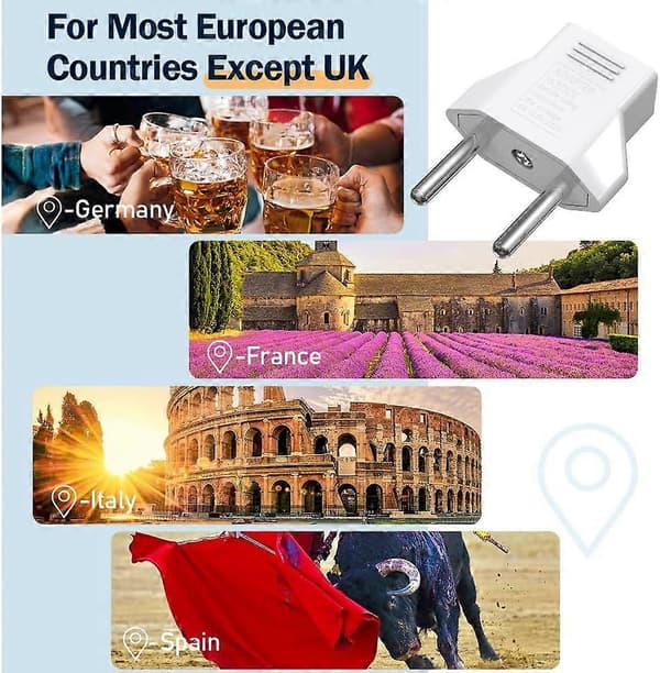 Europæisk rejseadapter. Små rejseadaptere USA til Europa (ikke til)
