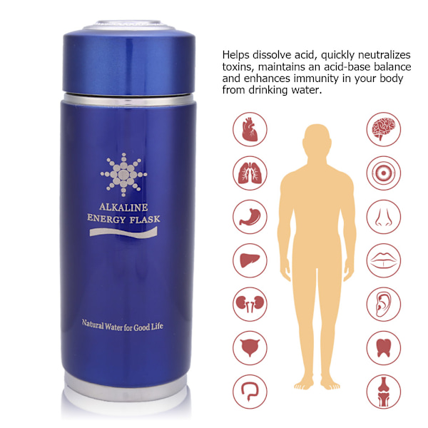 Alkalisk Vandflaske med Nano Balance Bio Energi Ioniser Kop Kolbe og Dobbelt Filterkerne (Blå)