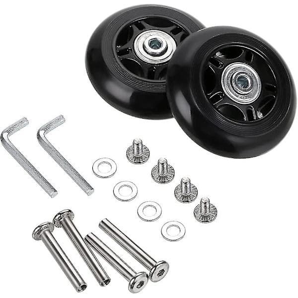 2 stk. kufferthjul, reservehjulleje, reparation til bagage, kuffert, 70*24mm, sorte