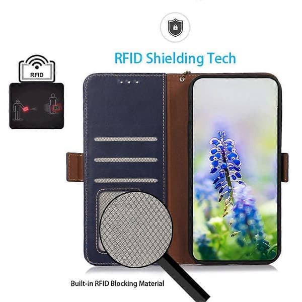 Äkta Läder Plånboksfodral Kompatibel med Xiaomi 15T Pro Blue