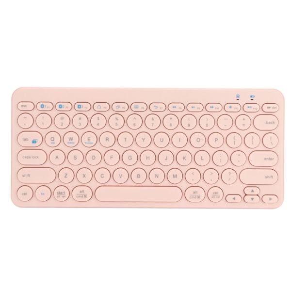 Trådlöst tangentbord 78 tangenter Runda tangentlock Slim Kompakt Retro Tyst Bluetooth-tangentbord för hem Kontor Resor Rosa