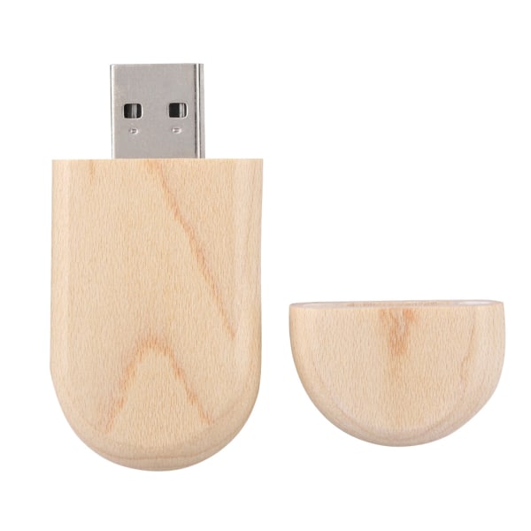 Oval ahorn træskal USB 3.0 flashhukommelsesdrev Opbevaringsstick med æske U Disk 32GB++