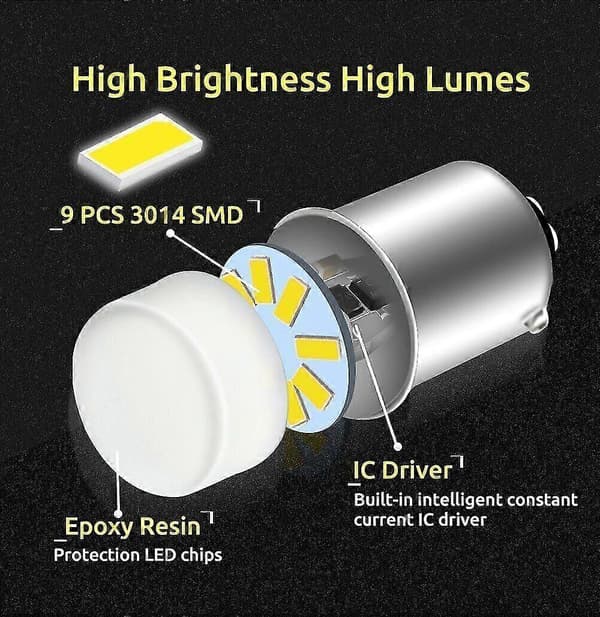 BA15S BAY15D LED 5W bilbaglygte bremselys blinklys DC 12V Red