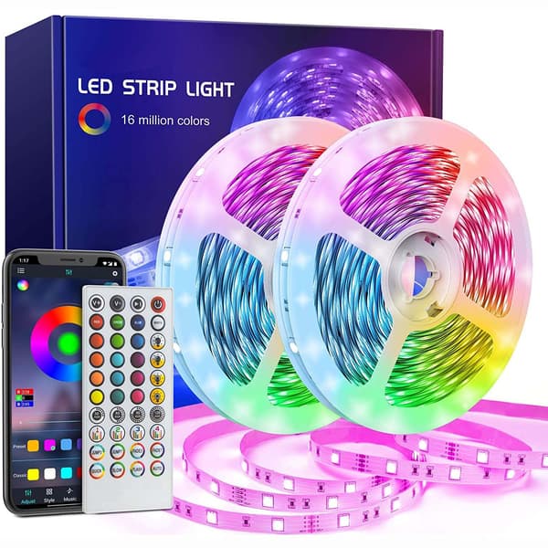 30m Smart RGB LED-remsa med app, fjärrkontroll och väggadapter[BEMS]