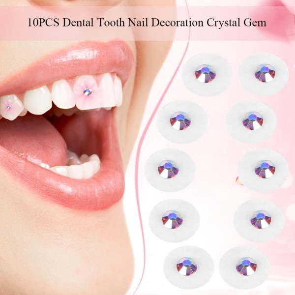 TIMH 10 kpl/laatikko kirkas hammaskynsikoristelu Crystal Gem tekojalokivi värikäs