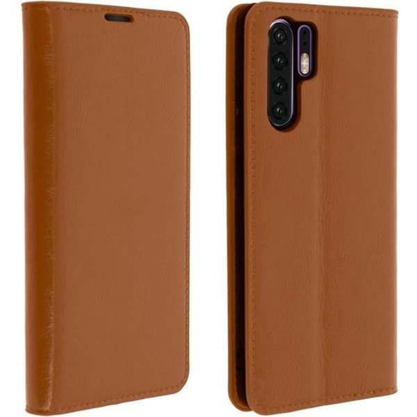 【BEMS】Fodral - Kompatibel med Huawei - P30 Pro - Äkta läder - Videostöd - Kamelbrun Camel Brown