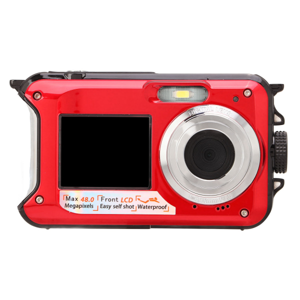 Full HD 2,7K 48MP 10 jalkaa vedenpitävä vedenalainen digitaalikamera 16X digitaalinen zoom edessä, takana kaksinkertainen näyttö vedenpitävä digitaalikamera punainen /