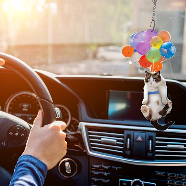 Hängande Bilprydnader med Färgglada Ballonger och Katt, Bilhänge för Inredningen