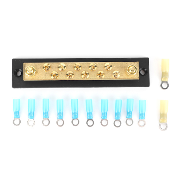 Integreret samleskinne Board Dual Rad 10 Position M6 Terminal Stud 150A DC 48V til Lastbil Bil Yacht Båd