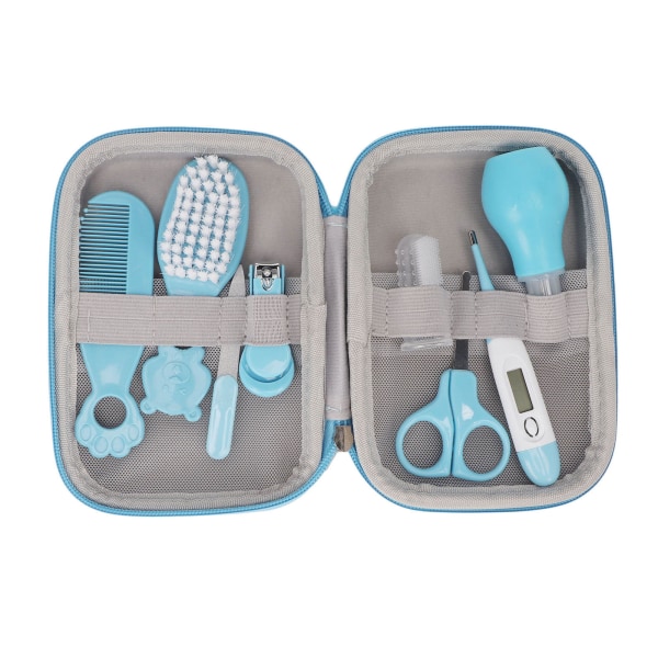 TIMH 8 st Baby Healthcare Grooming Kit Nyfödd Nursery Care Set med hårborste Nagelklippare Blå