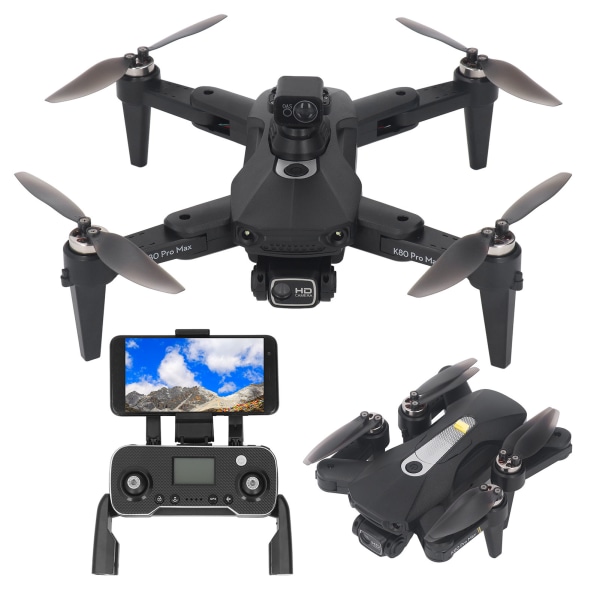 Sammenleggbart Drone RC Quadcopter Med 8K Dual Camera 5G WiFi-overføring Hindring unngåelse Optisk flytposisjonering Hover Black /
