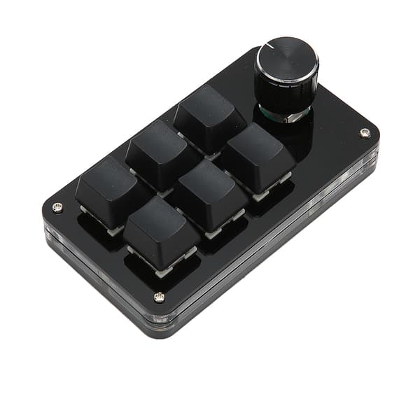 【BEMS】6 Keys, One-Handed Mechanical Keyboard with Knob, Wired, Plug-and-Play, Programmable Compatible with Gaming Office, Black