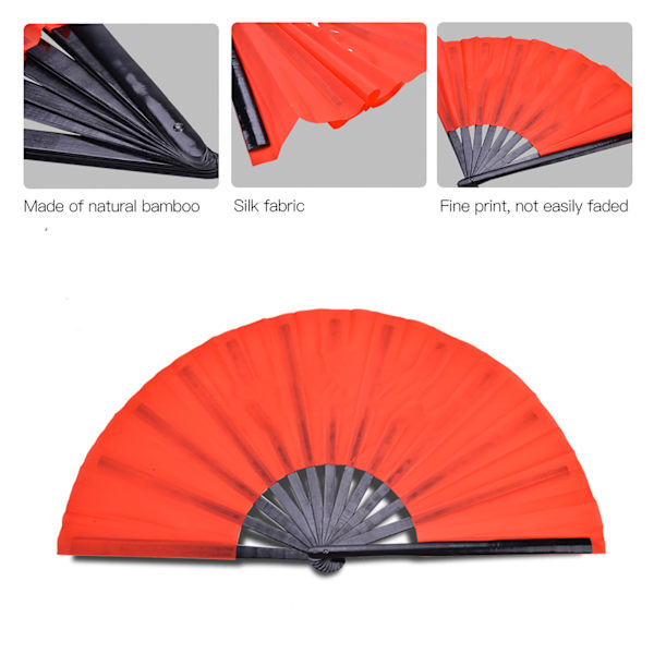 Bambus Silke Tai Chi Kung Fu Fan - Sort Rib