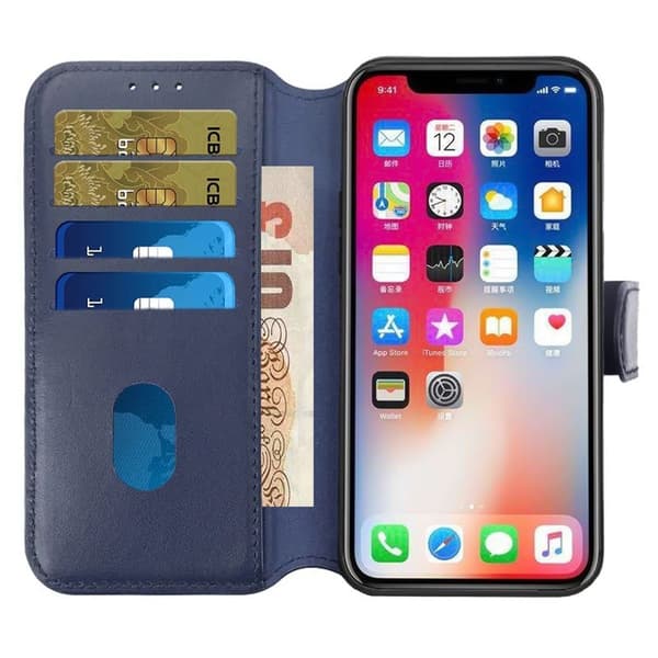 【BEMS】Kompatibel med iPhone 15 Pung Etui Læder Rvelon - Blå Marinblå blue