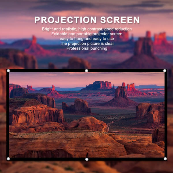 TIMH 16:9 bærbar HD-projektorskærm Foldbar projektionsgardin polyester til hjemmekontor100in
