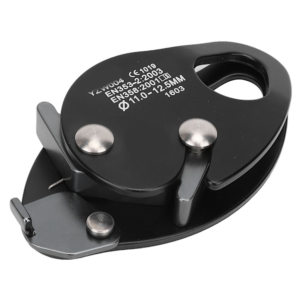 Selvlåsende Stop-Descender Klemme Greb Rednings Rappel Ring Klatreudstyr til 11-12,5 mm Reb (sort)