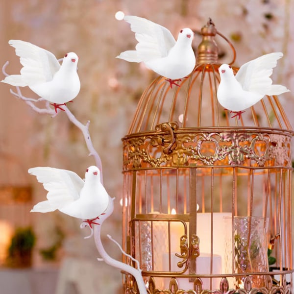 Keinotekoinen White Dove Fake Dove Ornament Home Decor Joulutarvikkeet Juhlakoristeet