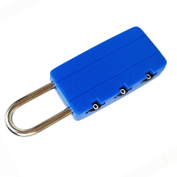 Mini 3-cifret kombinations hængelås Rejsebagagelås til kuffert Studentetaske Dagbogsmappe Blå //+