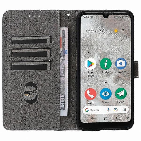 Doro 8100/8200 Plånboksfodral med stativ och rem, telefonfodral i PU-läder Black