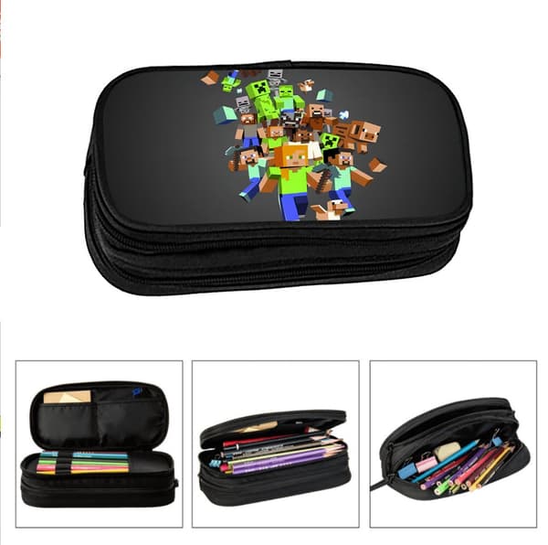 Minecraft pennfodral student barn pennfodral stor kapacitet elastiskt dubbelskiktat bärbart pennfodral pencil case Section 16