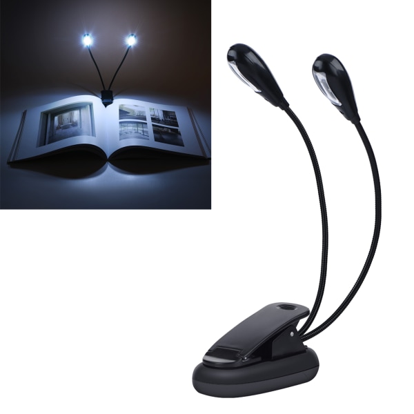 TIMH Clip On Music Stand Book Reading Mini doble justerbare armer LED-lampe (8 perler)