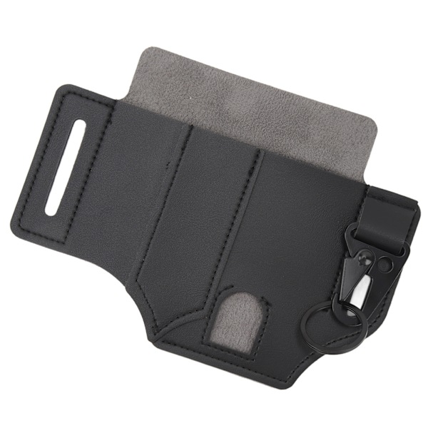 Männs Svart Läder EDC Multiverktyg Bältesväska med Mjuk Textur och Hög Kapacitet