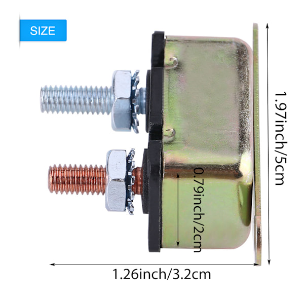 50A Automatisk Nulstilling Stud Type Sikringsautomat til Bil Lastbil RV
