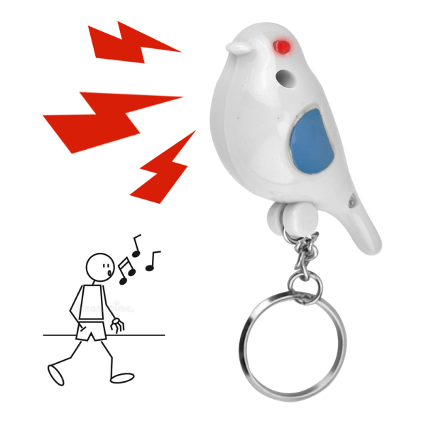 Bird LED Whistle Key Finder Intelligent stemmekontroll nøkkelring med batteri (hvit)//+