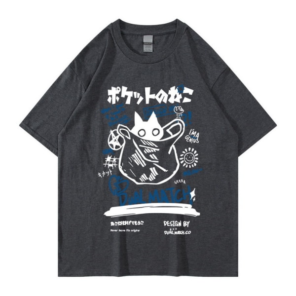 Mænd Y2k T-shirt Streetwear Harajuku Casual Japans e Berserk 2XL Dark Grey