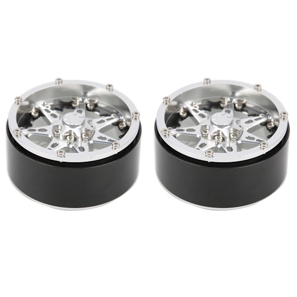 2 st RC Aluminiumlegering Beadlock Hjulfälg Nav för SCX10 / TRX4 / TRX6 1/10 RC Bil Uppgraderingsdelar Silver Svart