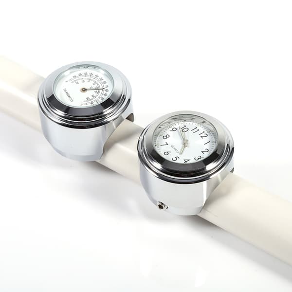 7/8\" 1\" Motorsykkel Styre Montering Klokke Skive Termometer Temp Hvit
