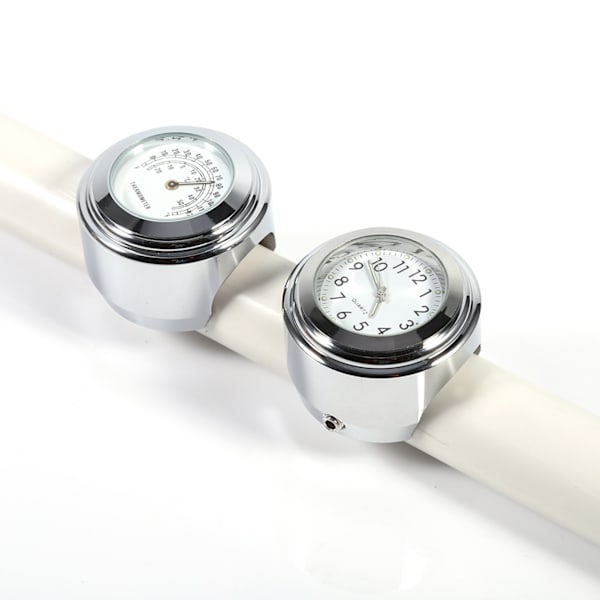 【BEMS】7/8\" 1\" Motorsykkel Styrefeste Klokke Termometer Temp Hvit