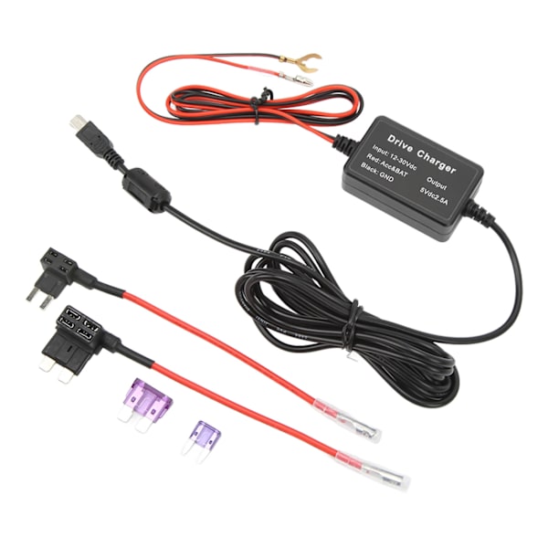 Dash Cam Hardwire Kit 12V-30V til 5V USB-adapter Lavspændingsbeskyttelse Dash Camera Oplader til Spejl Kamera GPS Navigator Radar Detektor
